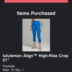 Lululemon Align High Rise Crop 21” in Poolside Blue